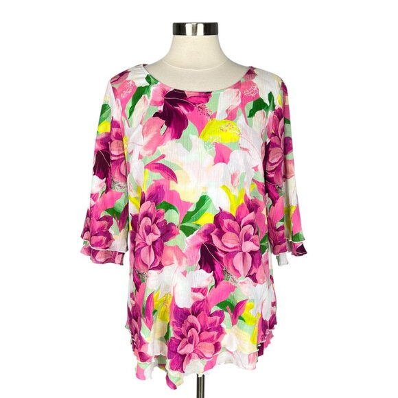 Soft Surroundings Womens Siesta Key Tunic Pink Floral Print Cotton size Medium - Picture 2 of 14